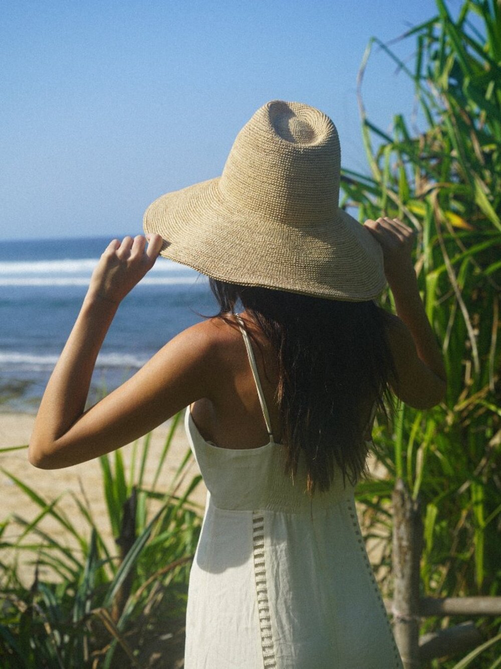 New Wyeth Lina Raffia Packable Adjustable Wide Brim Natural Sun Hat One Size NWT - Picture 6 of 14
